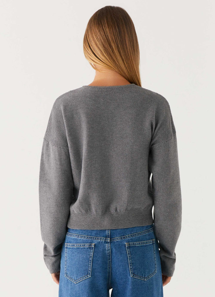 Collective Tops - Peppermayo Exclusive Etty Knit Cardigan - Dark Grey fifth image