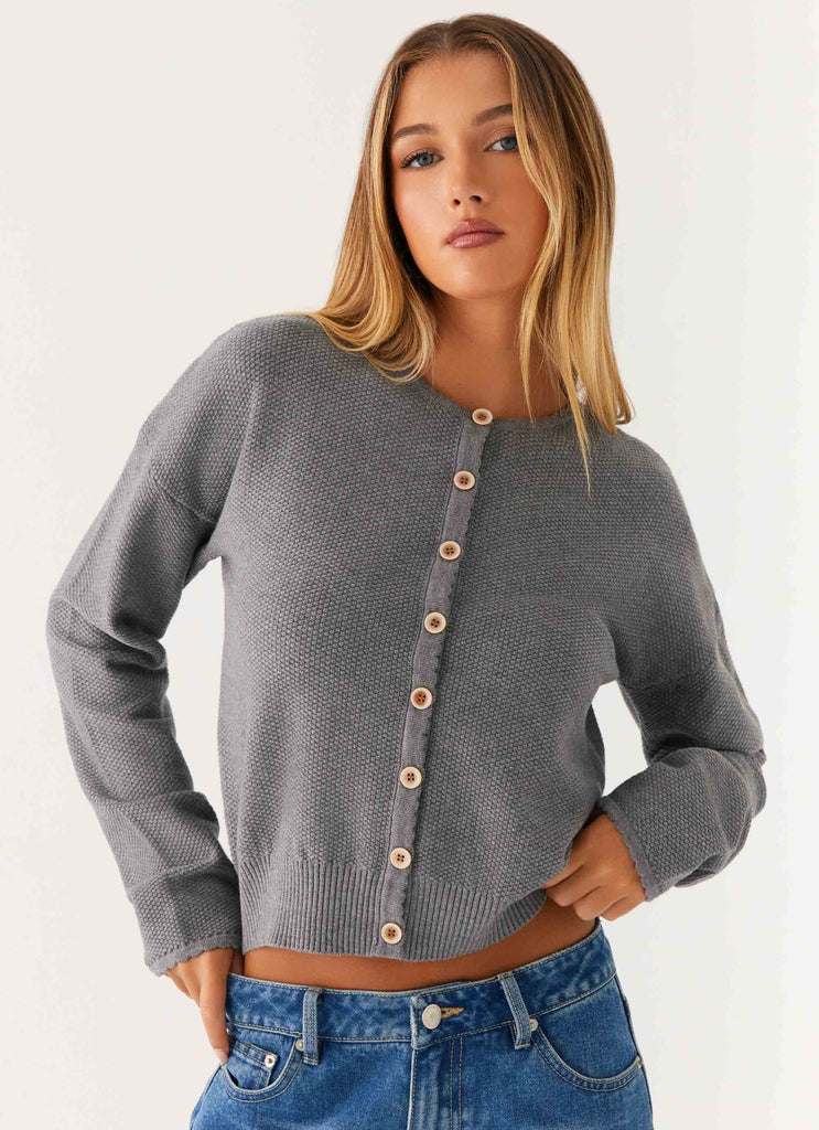Collective Tops - Peppermayo Exclusive Etty Knit Cardigan - Dark Grey sixth image