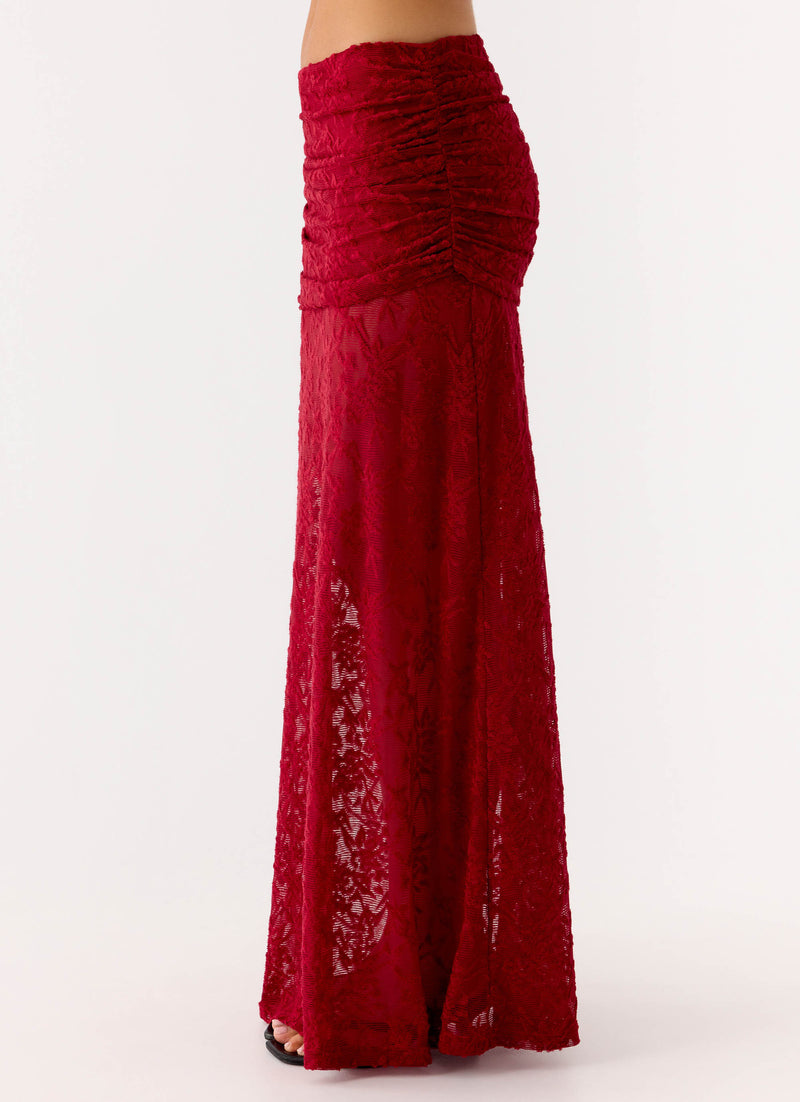 Farruko Jacquard Maxi Skirt - Dark Cherry