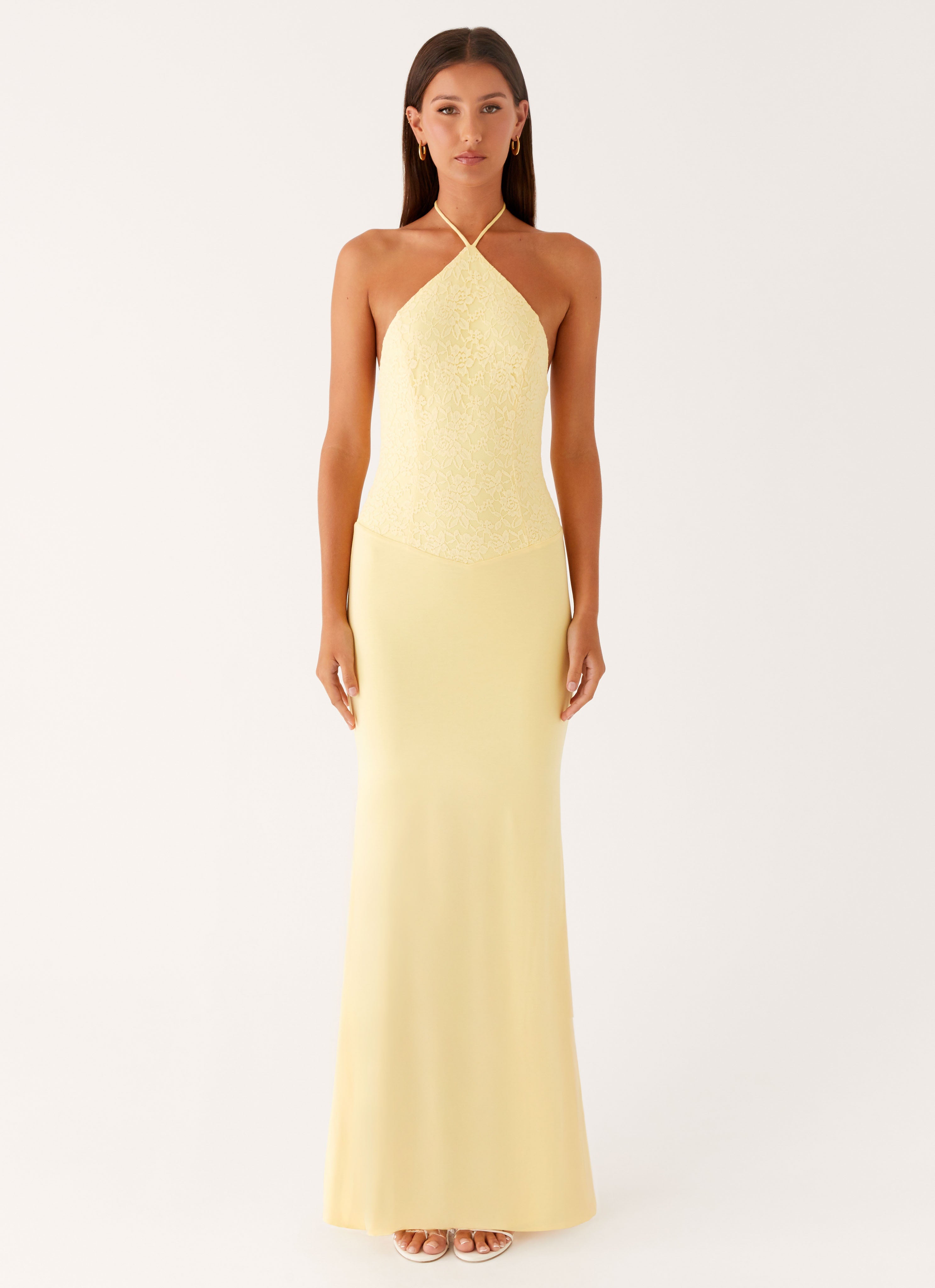Fiesta Halter Maxi Dress - Sunny Yellow Peppermayo Fiesta Halter Maxi Dress - Sunny Yellow Peppermayo