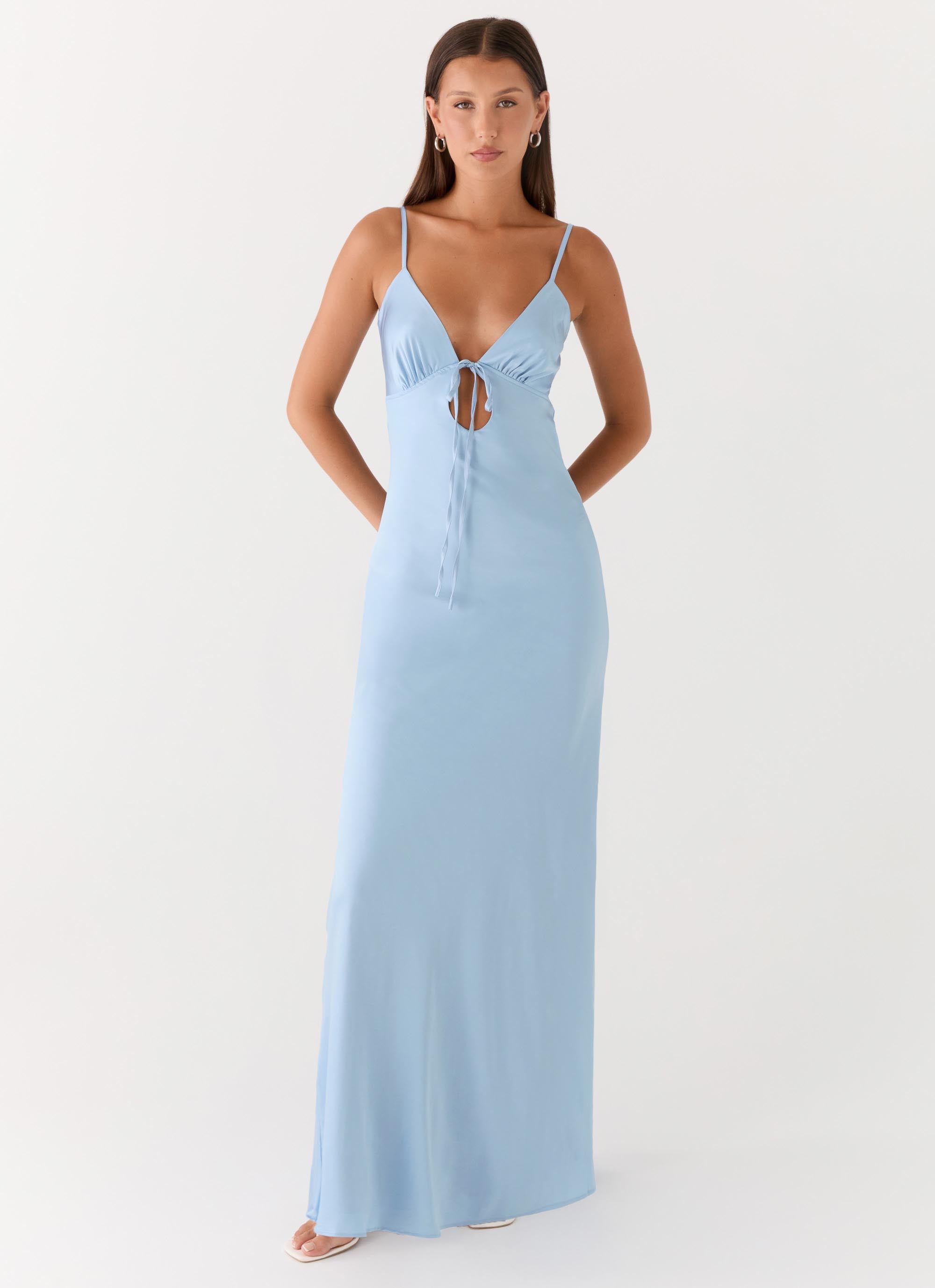 Flora Satin Maxi Dress - Ice Blue Peppermayo Flora Satin Maxi Dress - Ice Blue Peppermayo