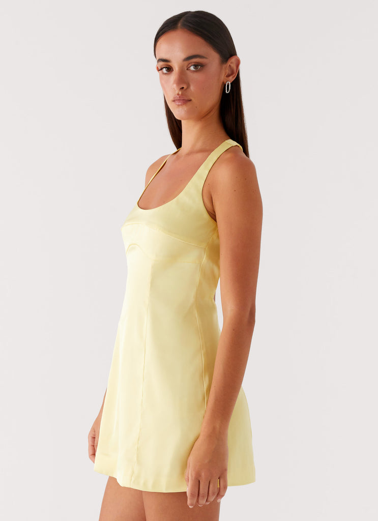 Peppermayo Exclusive Freefall Satin Mini Dress - Yellow - View 4 | Shop Formal Dress