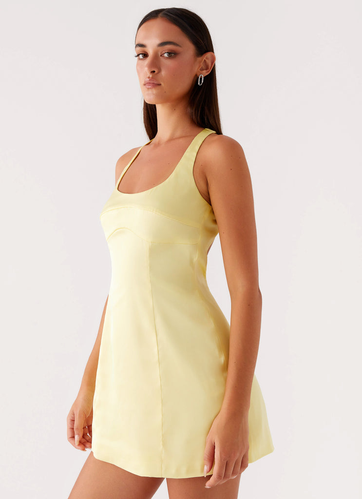 Peppermayo Exclusive Freefall Satin Mini Dress - Yellow - View 6 | Shop Formal Dress