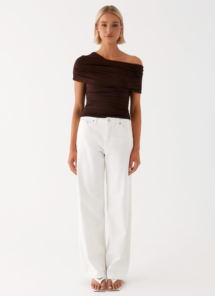 Collective Tops - Peppermayo Exclusive Gabbie Off Shoulder Top - Chocolate third image