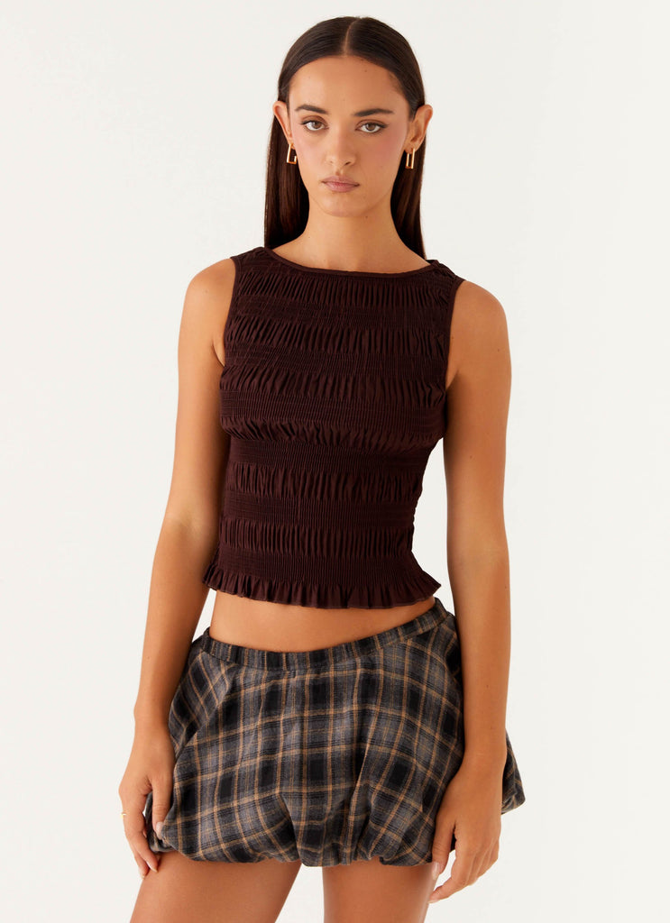 Collective Tops - Peppermayo Exclusive Garden Kisses Shirred Top - Brown featured image