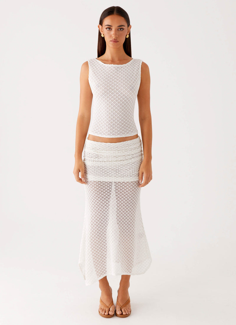 Genesis Midi Skirt White 1 Peppermayo