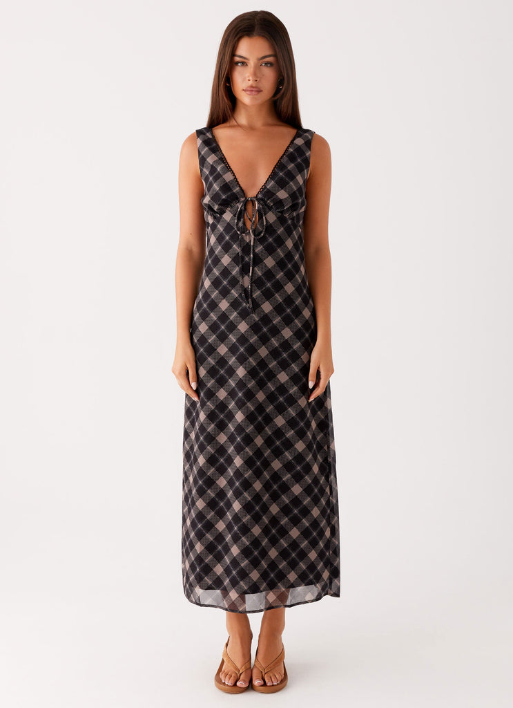 Collective Swimwear - Peppermayo Exclusive Gianna Midi Dress - Taupe Check third image
