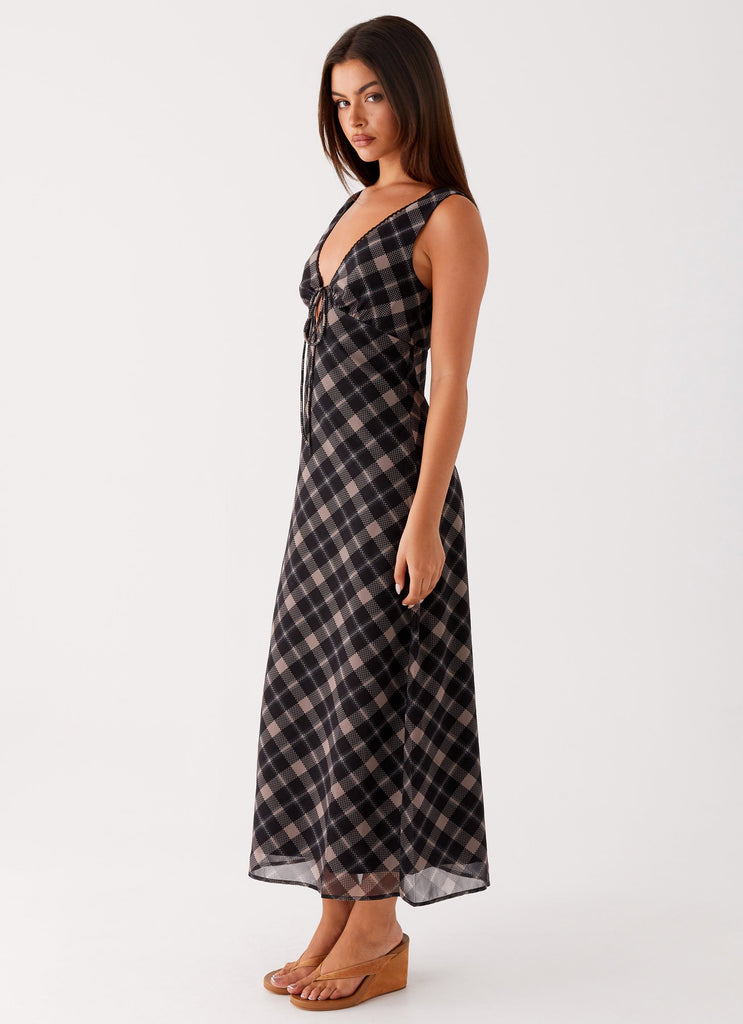 Collective Swimwear - Peppermayo Exclusive Gianna Midi Dress - Taupe Check fourth image