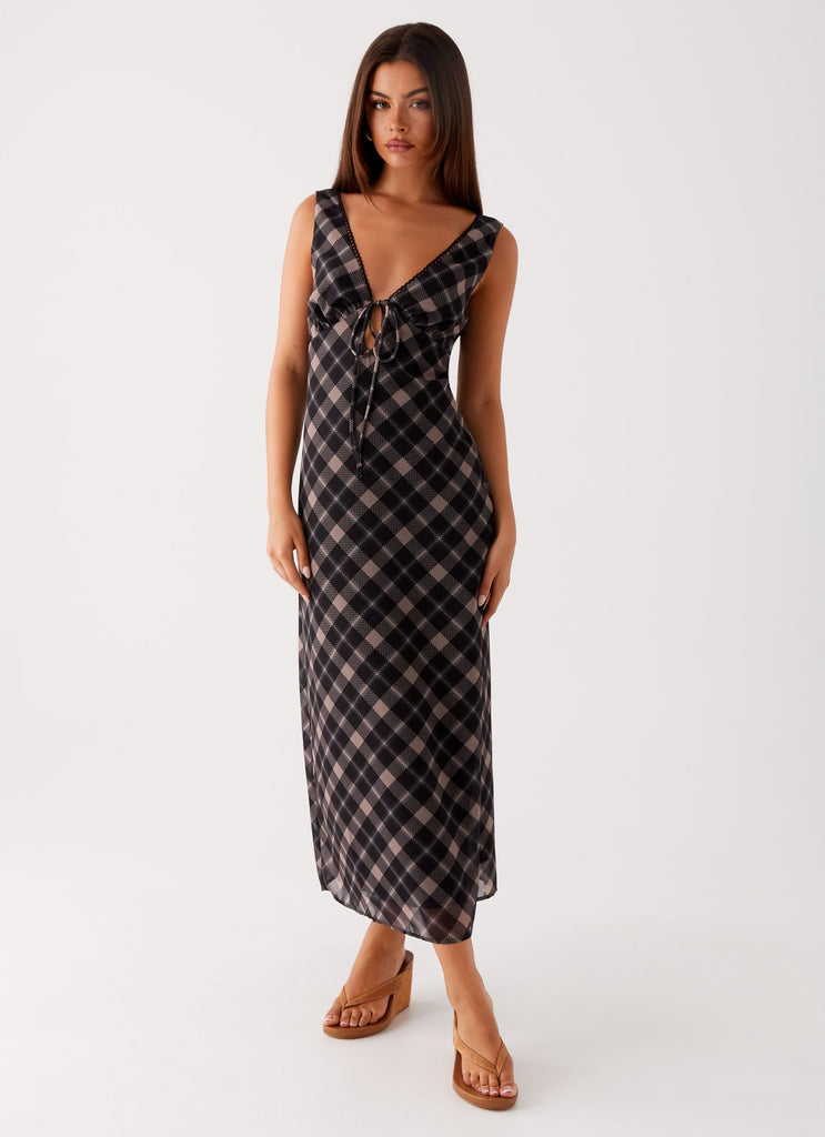Collective Swimwear - Peppermayo Exclusive Gianna Midi Dress - Taupe Check secondary image