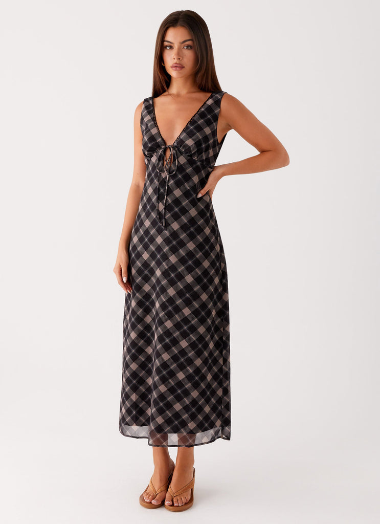 Collective Swimwear - Peppermayo Exclusive Gianna Midi Dress - Taupe Check sixth image