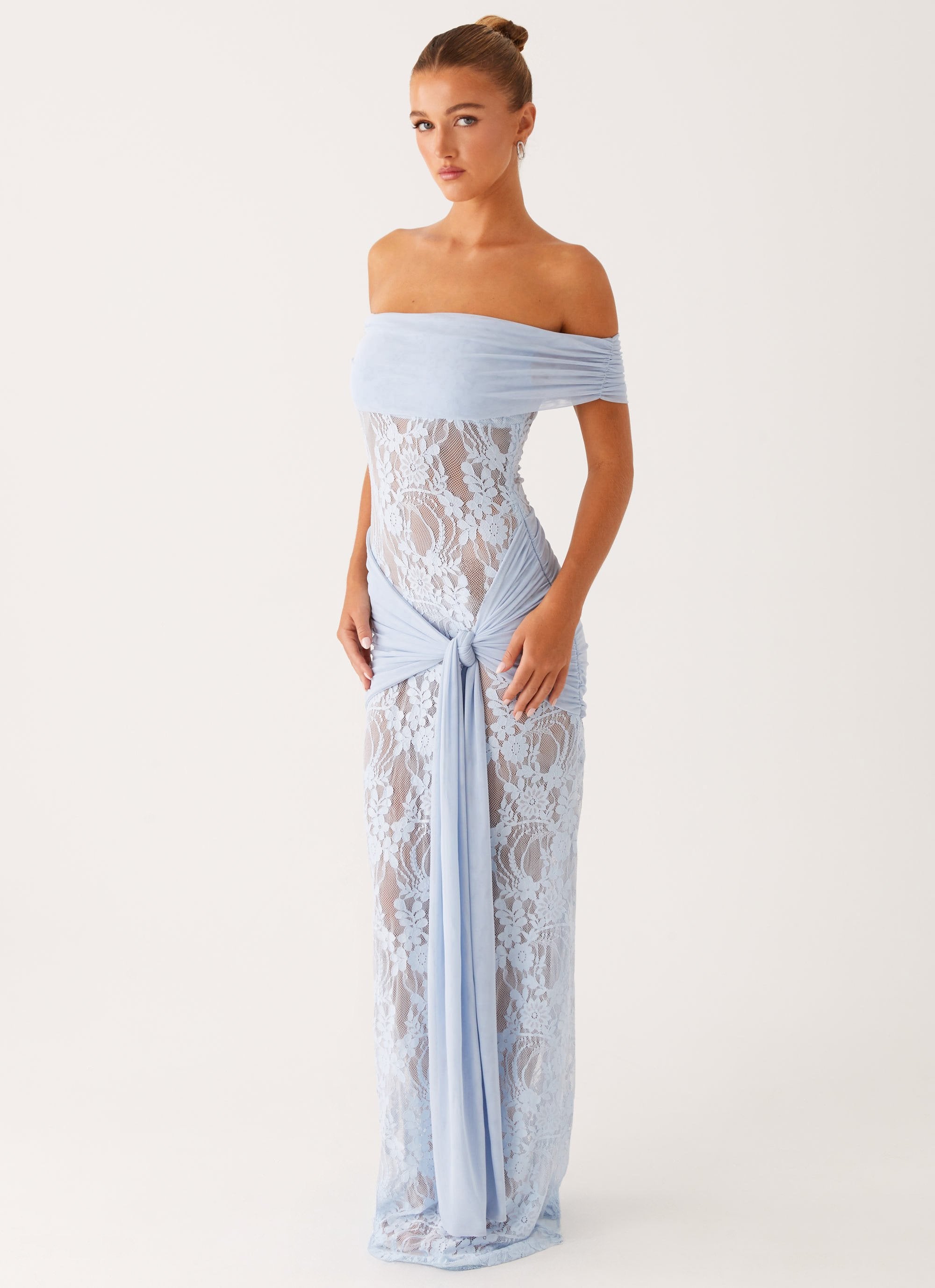 peppermayo blue dress Gracie Twist Maxi Dress