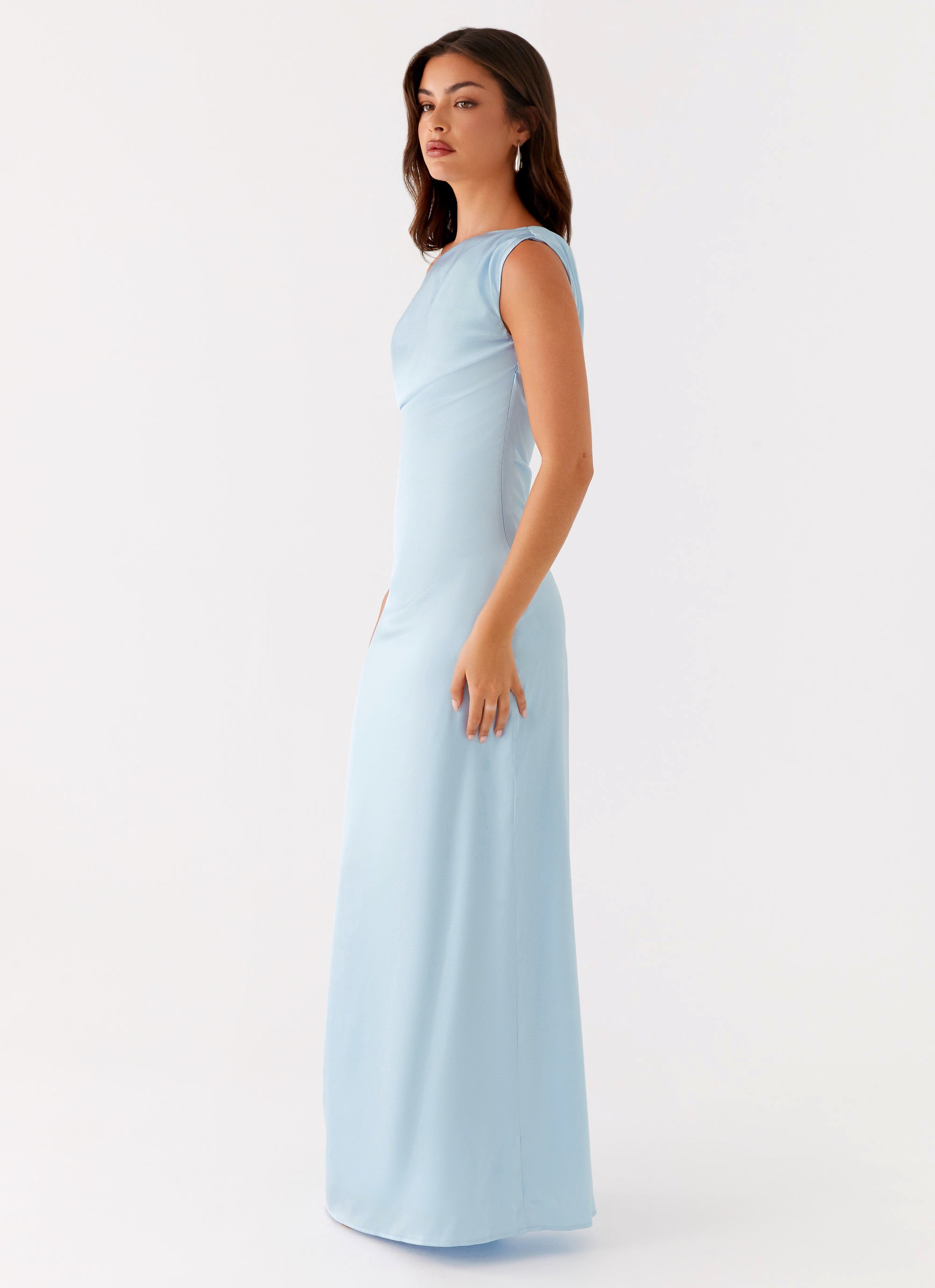 Heart Of Glass Satin Maxi Dress - Blue Peppermayo Heart Of Glass Satin Maxi Dress - Blue Peppermayo