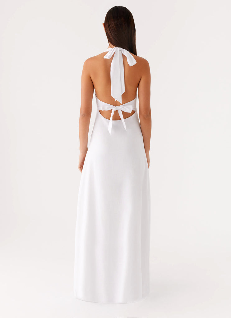 Heavy Hearted Linen Maxi Dress White 3 Peppermayo