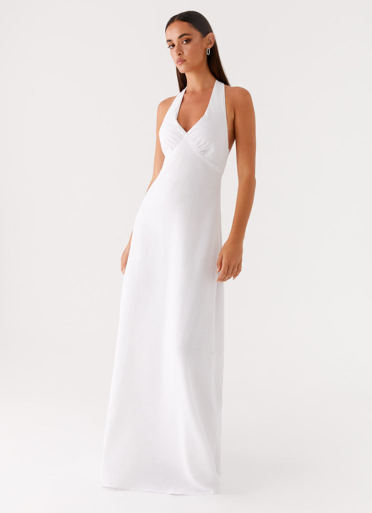 Heavy Hearted Linen Maxi Dress White 4 Peppermayo