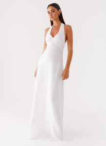 Heavy Hearted Linen Maxi Dress White 4 Peppermayo