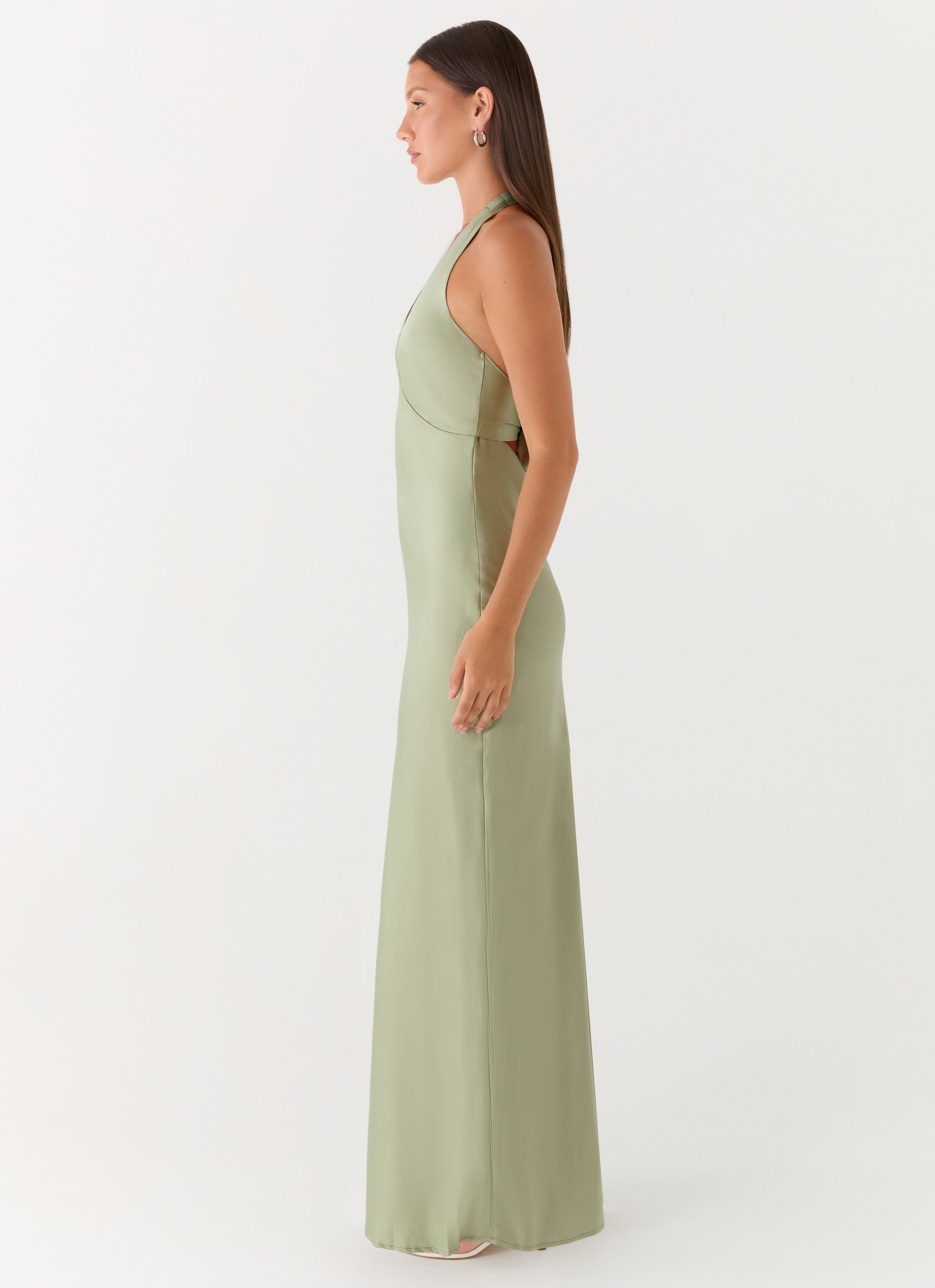 Heavy Hearted Satin Maxi Dress - Sage Peppermayo Heavy Hearted Satin Maxi Dress - Sage Peppermayo