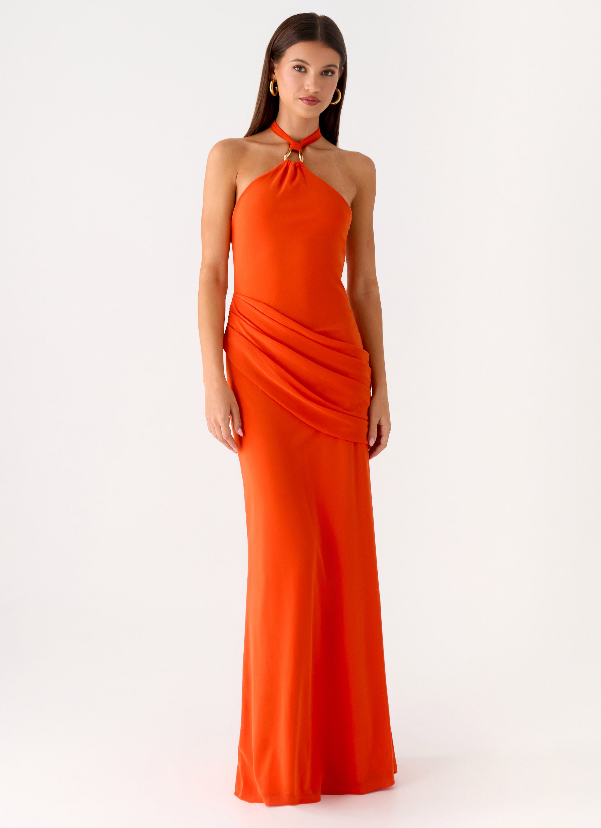 orange halter neck maxi dress Summer Solstice Dress S Toffee by Lane 201