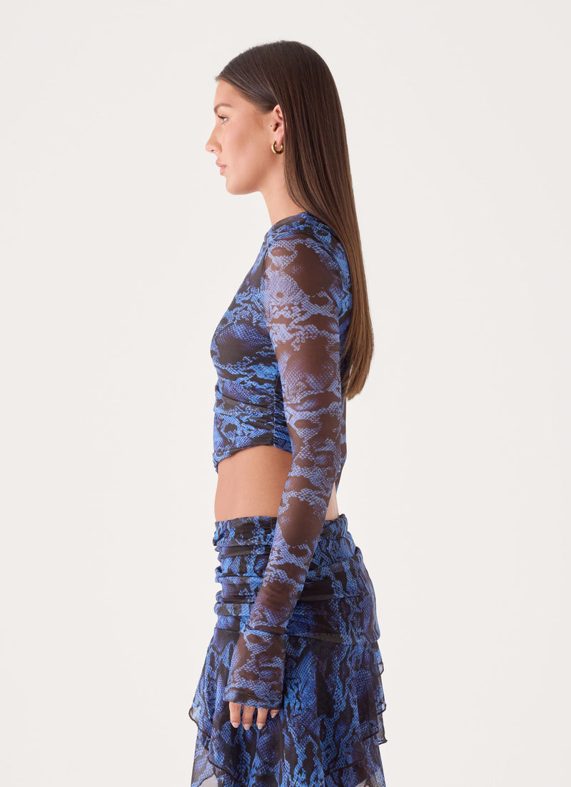 Hidden Agenda Long Sleeve Top - Snake Print