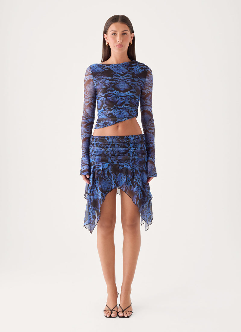 Hidden Agenda Midi Skirt - Snake Print