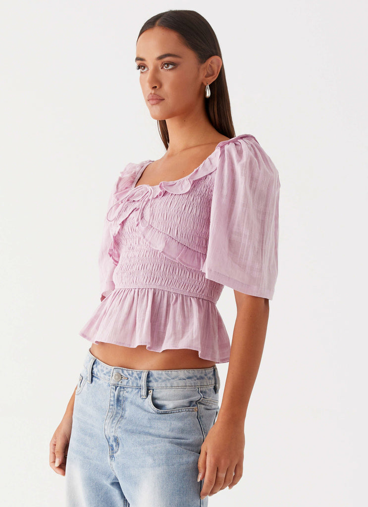 Collective Tops - Peppermayo Exclusive Hidden Gem Shirring Top - Purple fourth image
