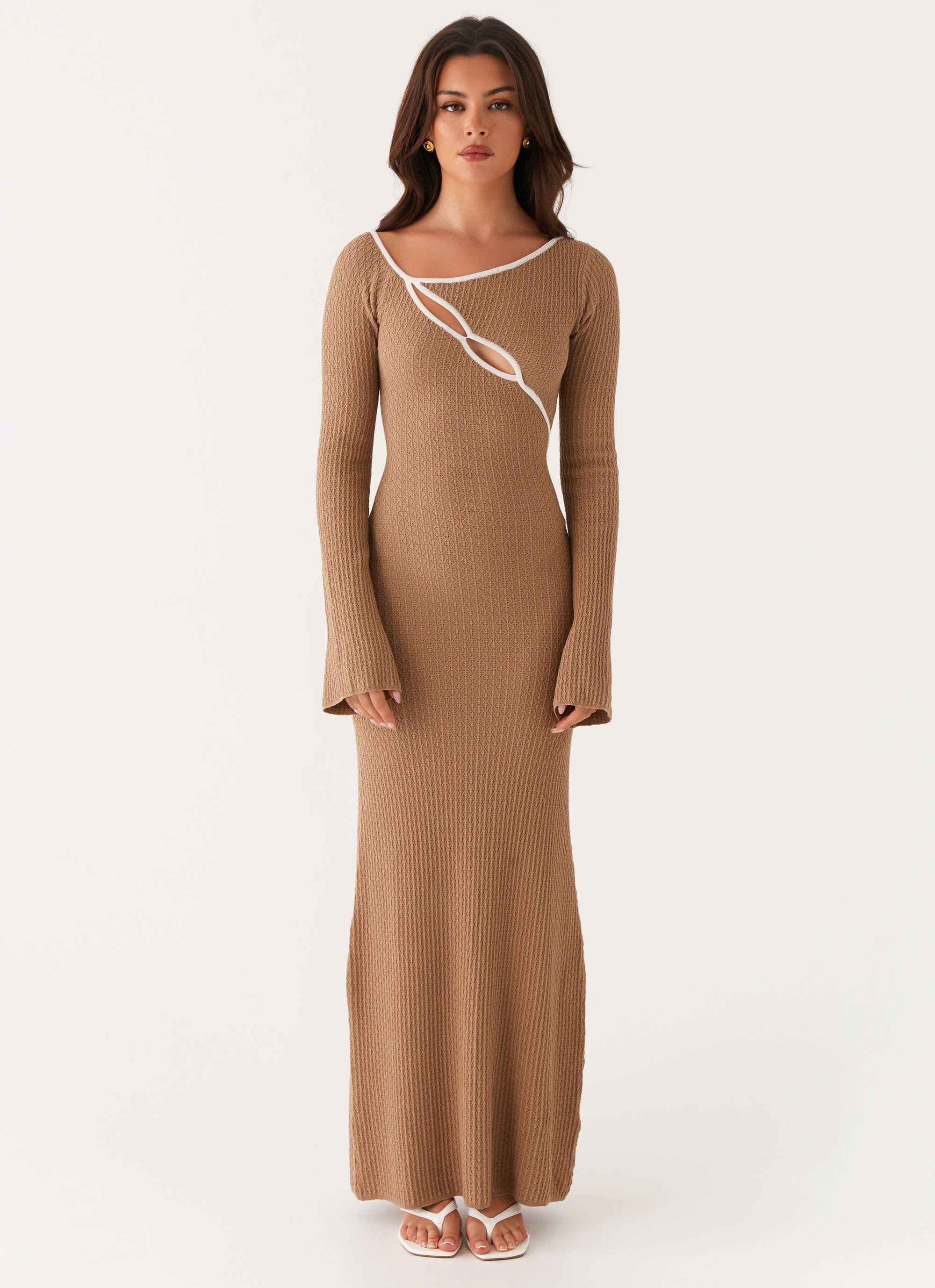 Hilary Crochet Maxi Dress - Tan Peppermayo Hilary Crochet Maxi Dress - Tan Peppermayo