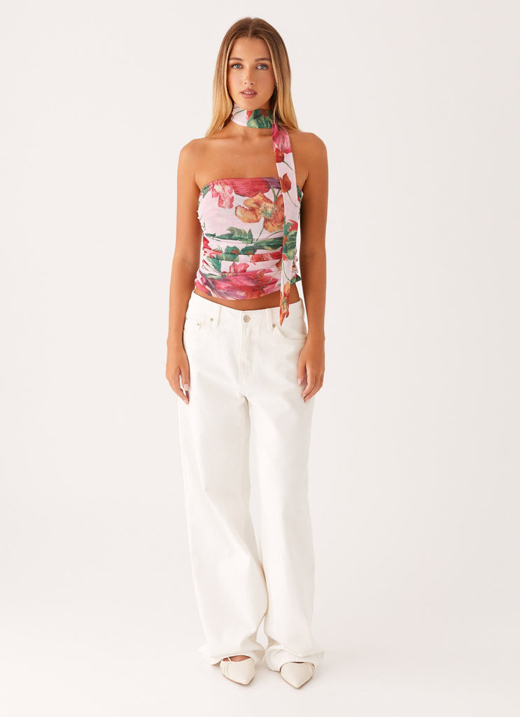 Collective Tops - Peppermayo Exclusive Hot Like Me Scarf Top - Pink Floral third image