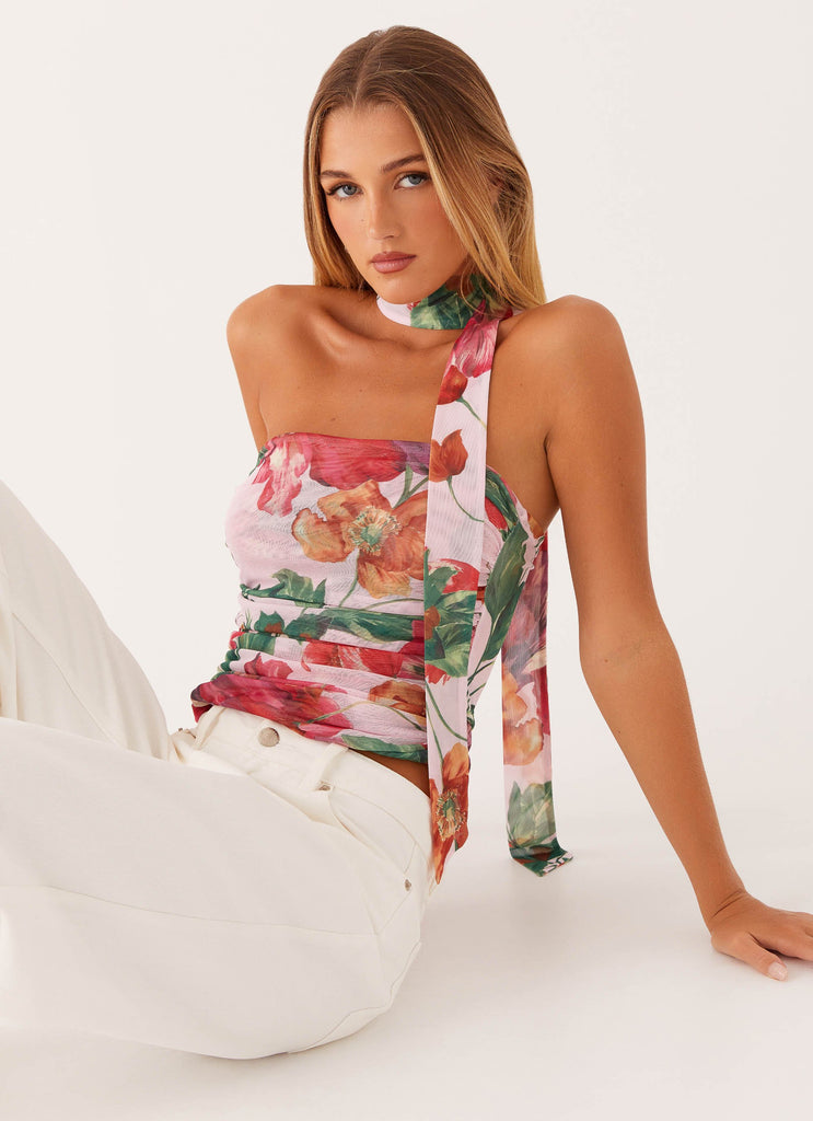 Collective Tops - Peppermayo Exclusive Hot Like Me Scarf Top - Pink Floral sixth image