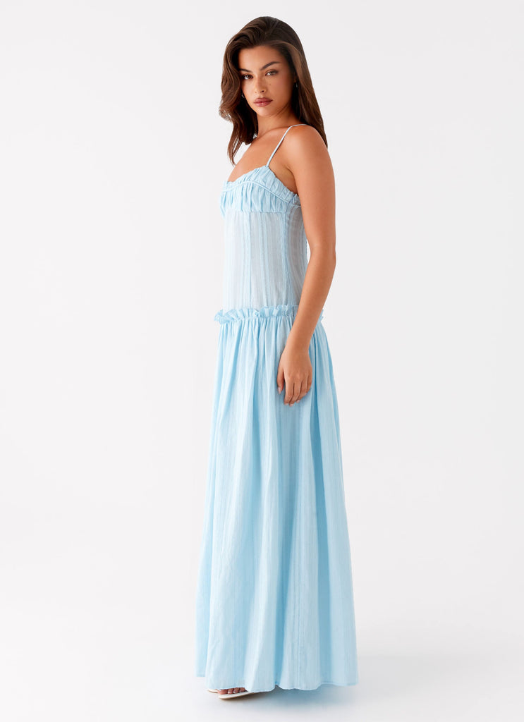 Collective Swimwear - Peppermayo Exclusive Jacinda Drop Waist Maxi Dress - Blue fourth image