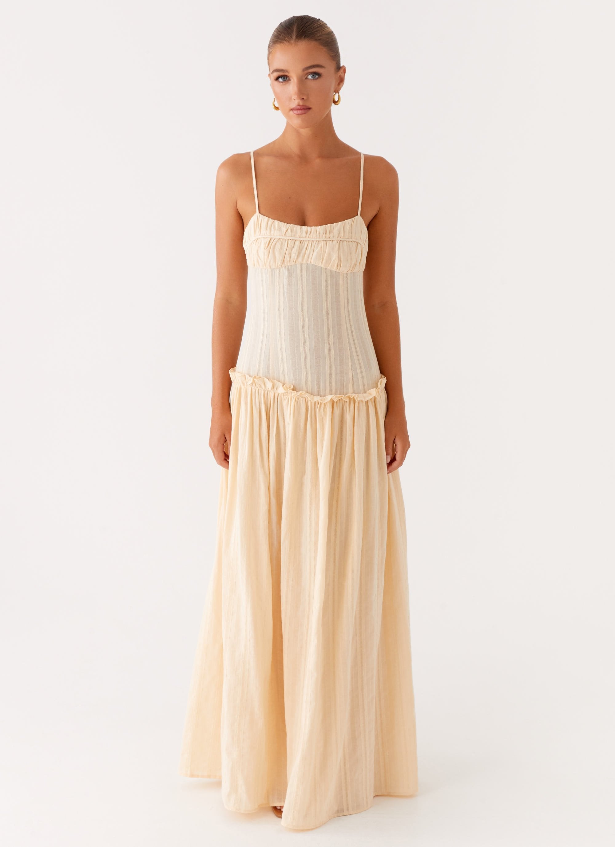 drop waist long dress Mindy Drop Waist Textured Maxi Dress