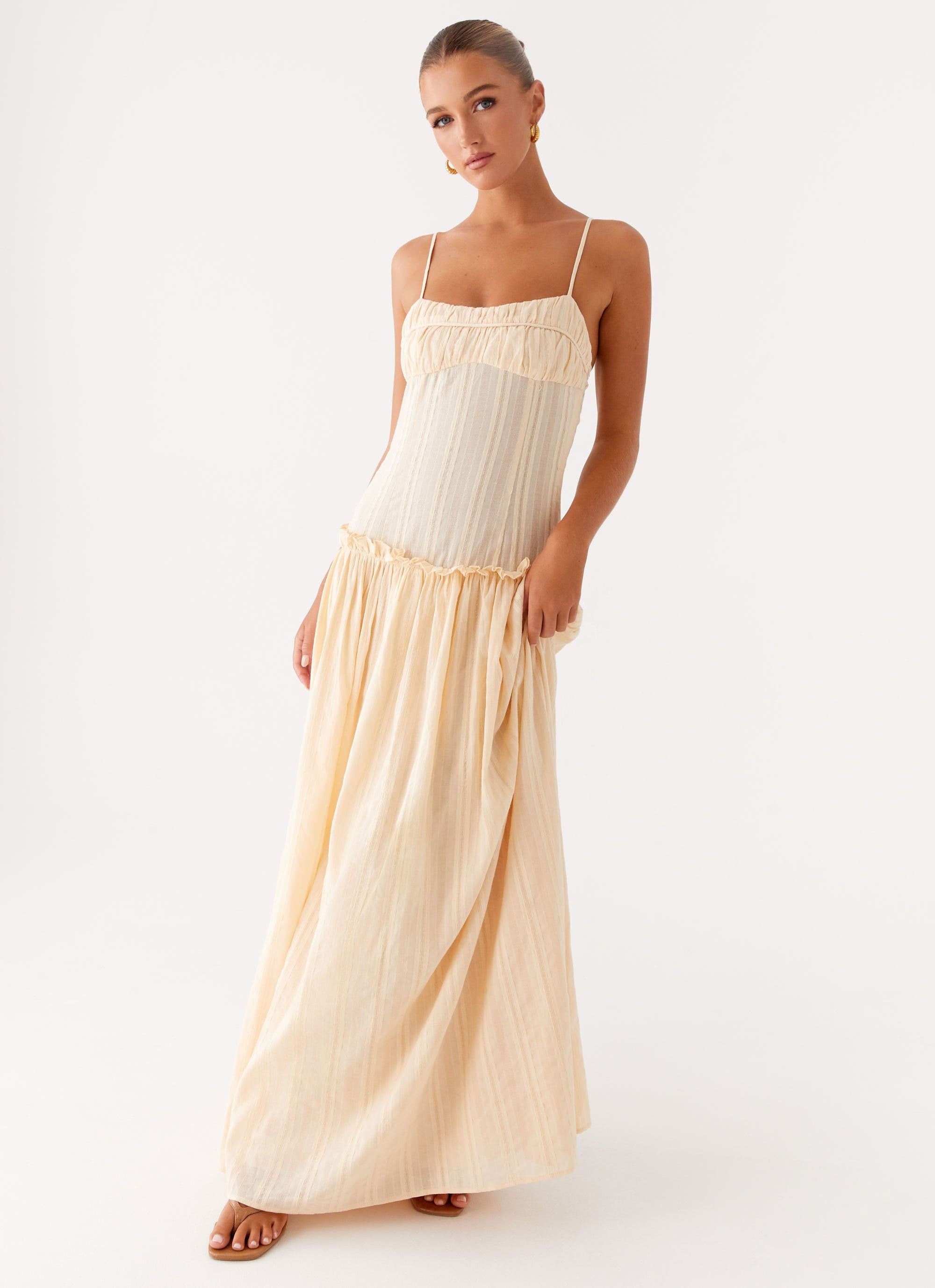 Jacinda Drop Waist Maxi Dress - Cream Peppermayo Jacinda Drop Waist Maxi Dress - Cream Peppermayo