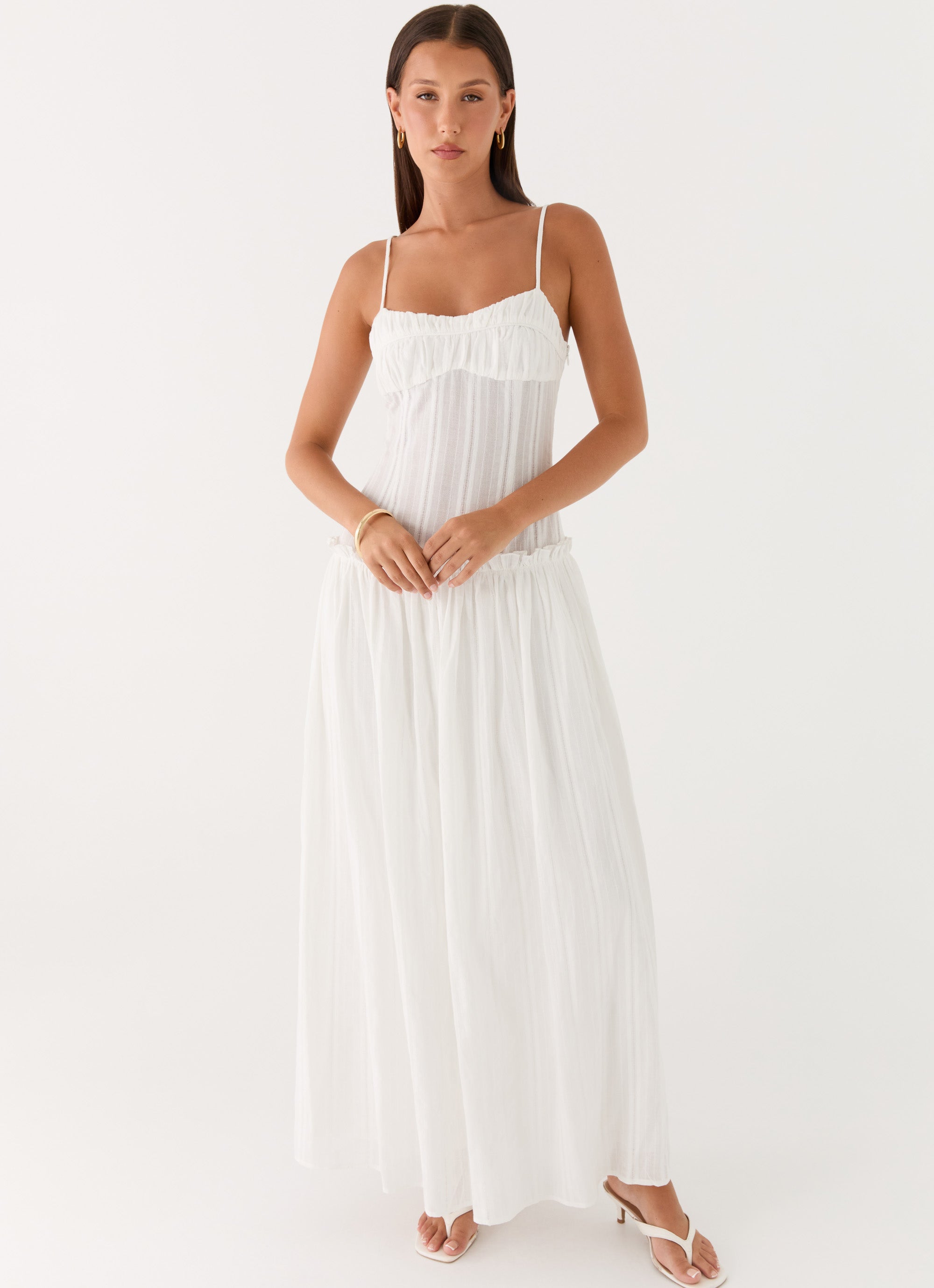 Jacinda Drop Waist Maxi Dress - Ivory Peppermayo Jacinda Drop Waist Maxi Dress - Ivory Peppermayo