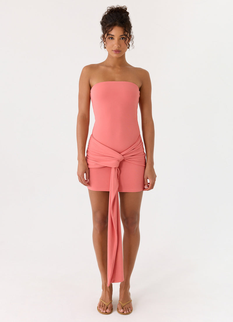 Jiliana Strapless Mini Dress - Coral