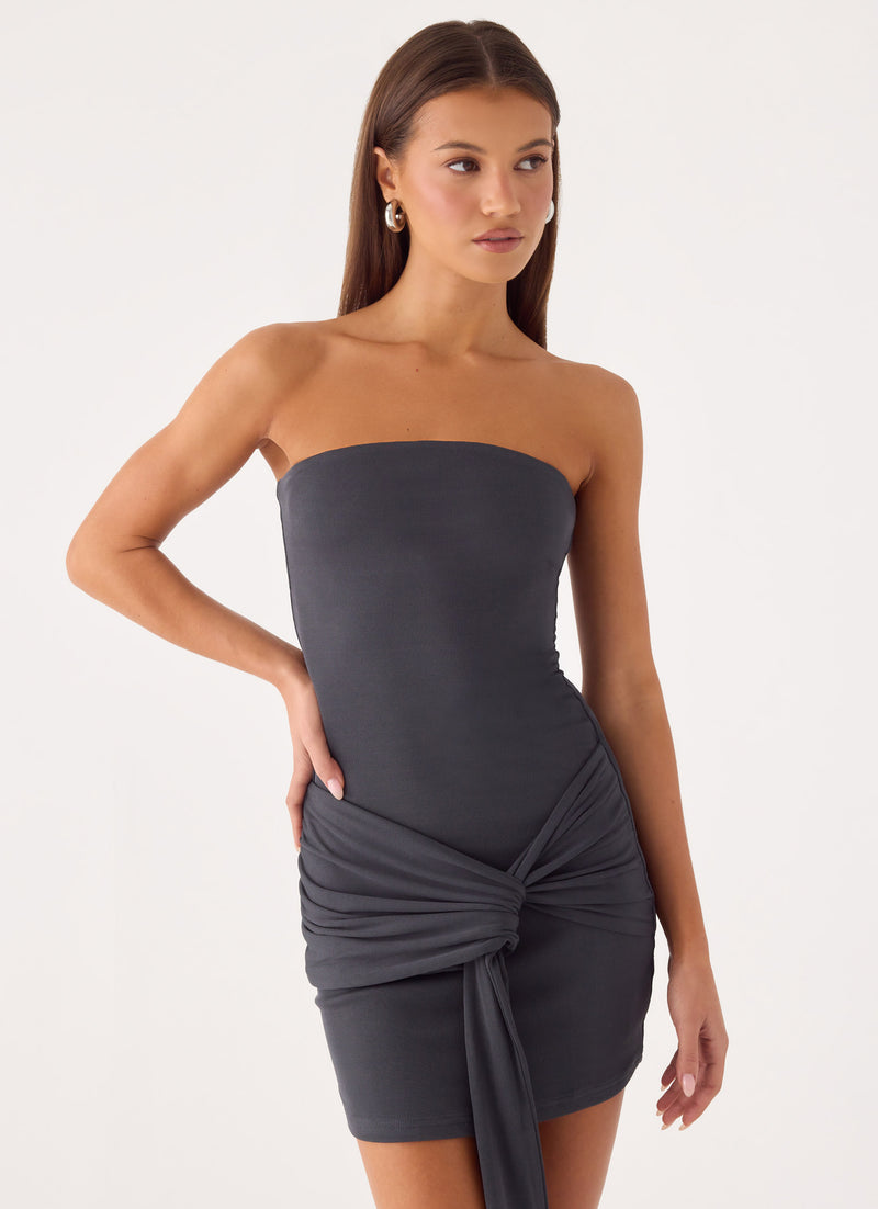 Jiliana Strapless Mini Dress - Charcoal