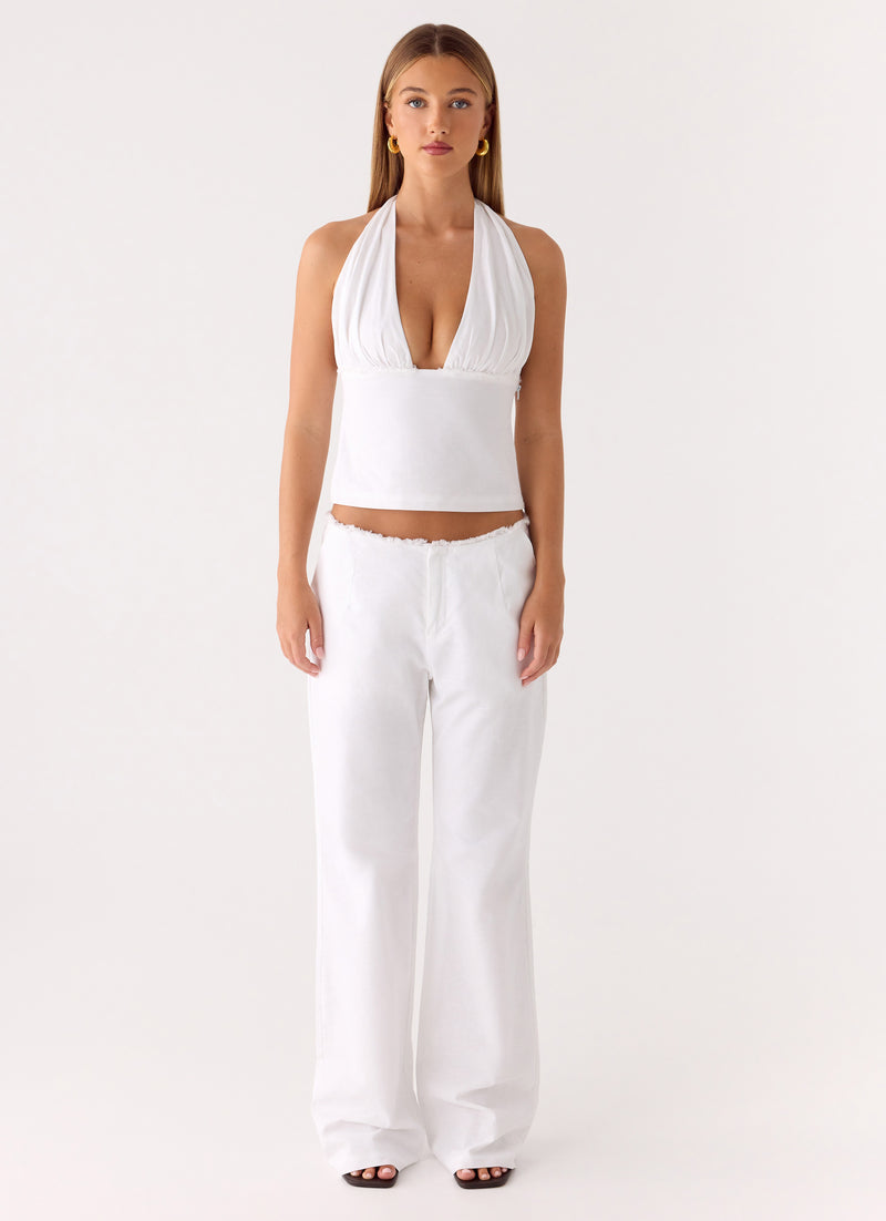 Josephina Linen Pant - White