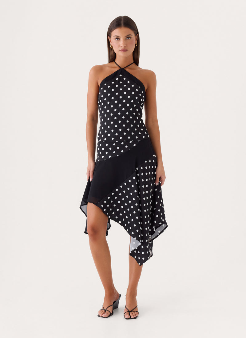 Klose Midi Skirt - Black Polka Dot
