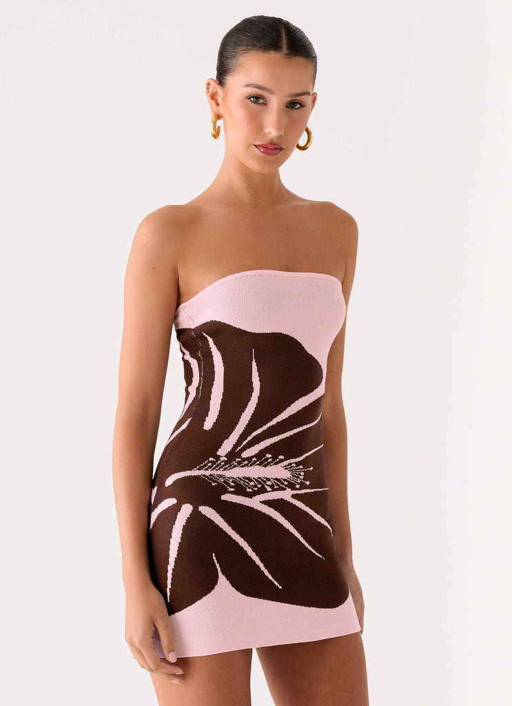 Kader Strapless Knit Mini Dress - Espresso Meadow