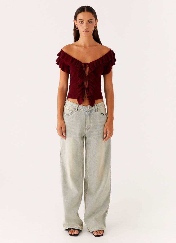 Collective Tops - Peppermayo Exclusive Keeta Frill Top - Burgundy third image
