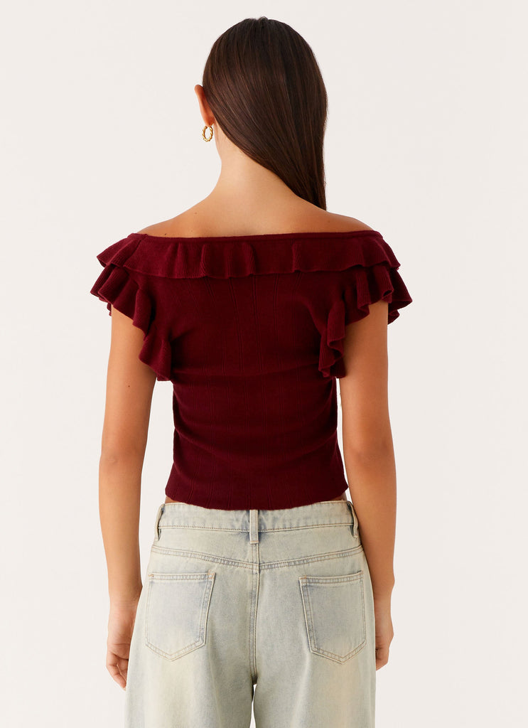 Collective Tops - Peppermayo Exclusive Keeta Frill Top - Burgundy fifth image