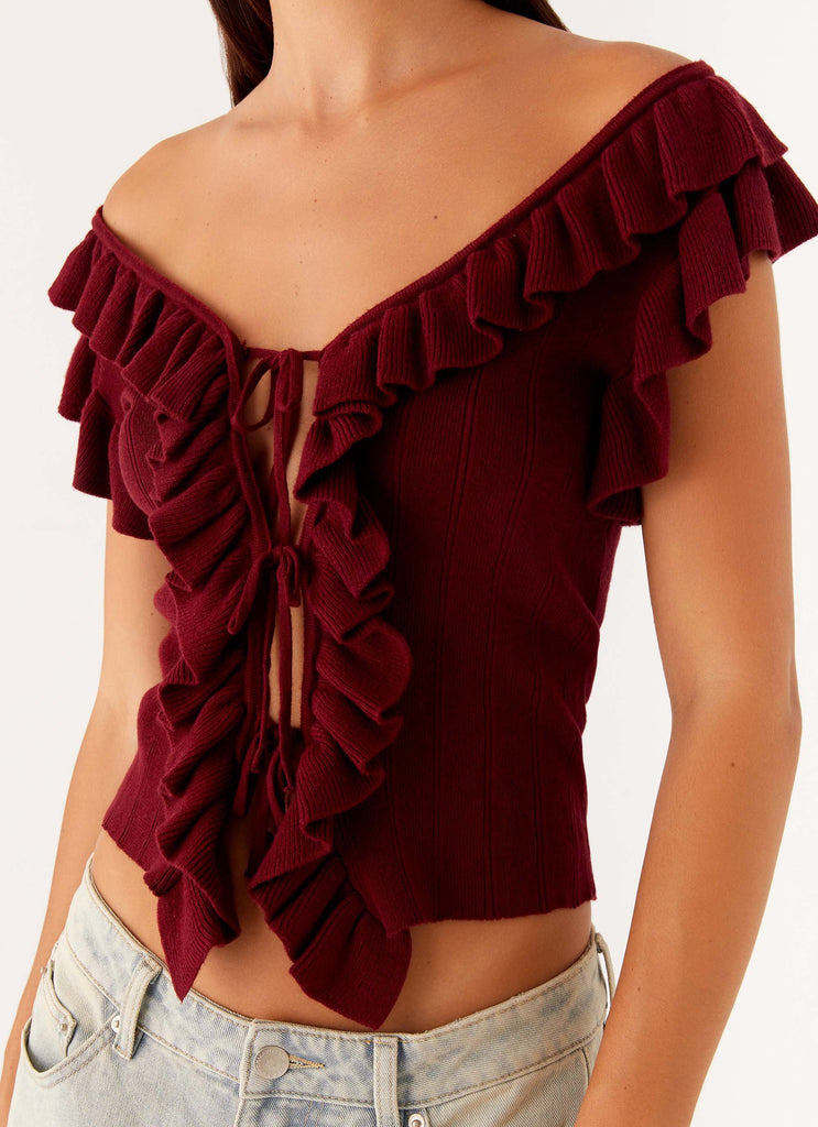 Collective Tops - Peppermayo Exclusive Keeta Frill Top - Burgundy sixth image