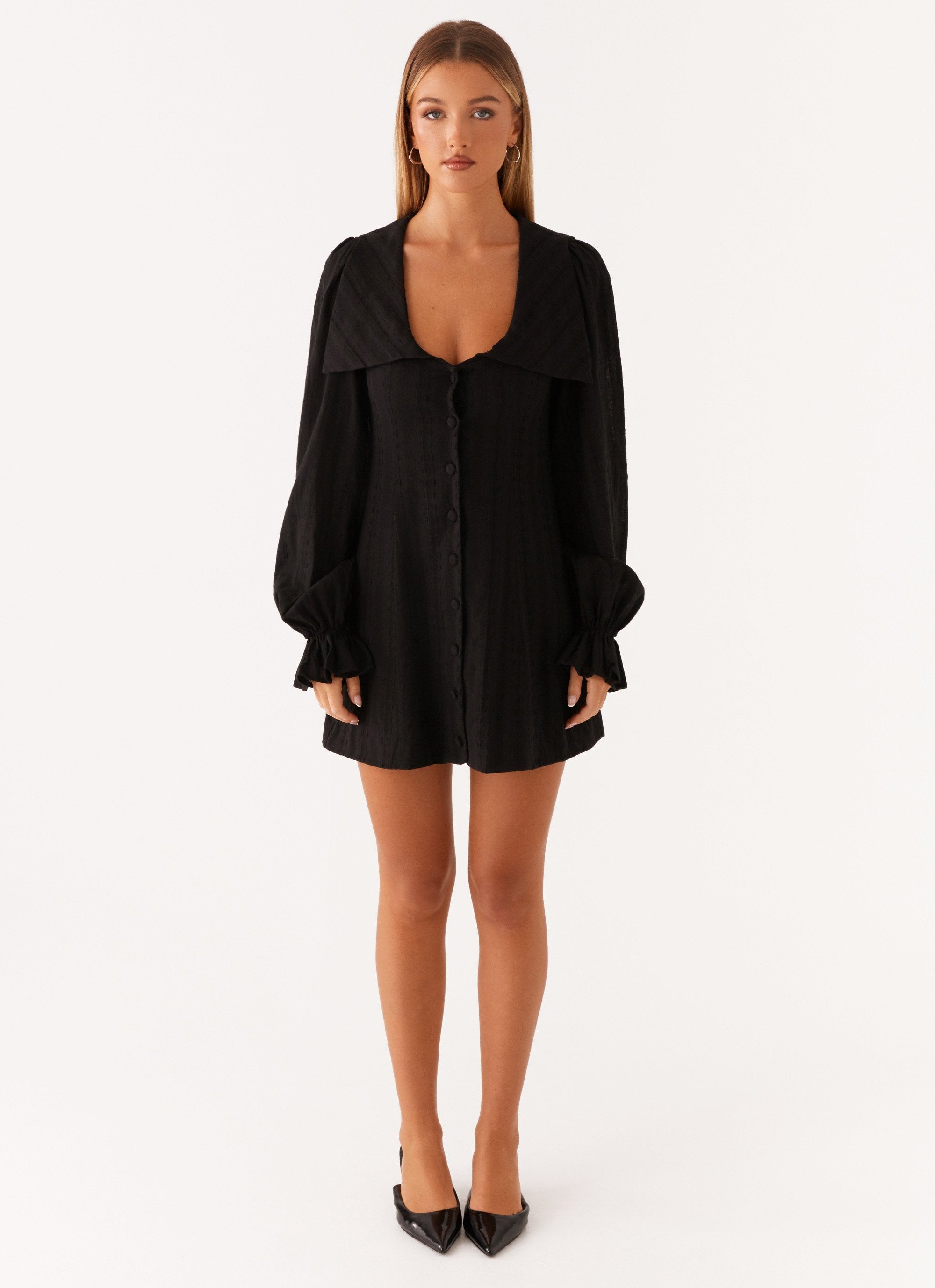 Kendrick Long Sleeve Mini Dress - Black Peppermayo Kendrick Long Sleeve Mini Dress - Black Peppermayo