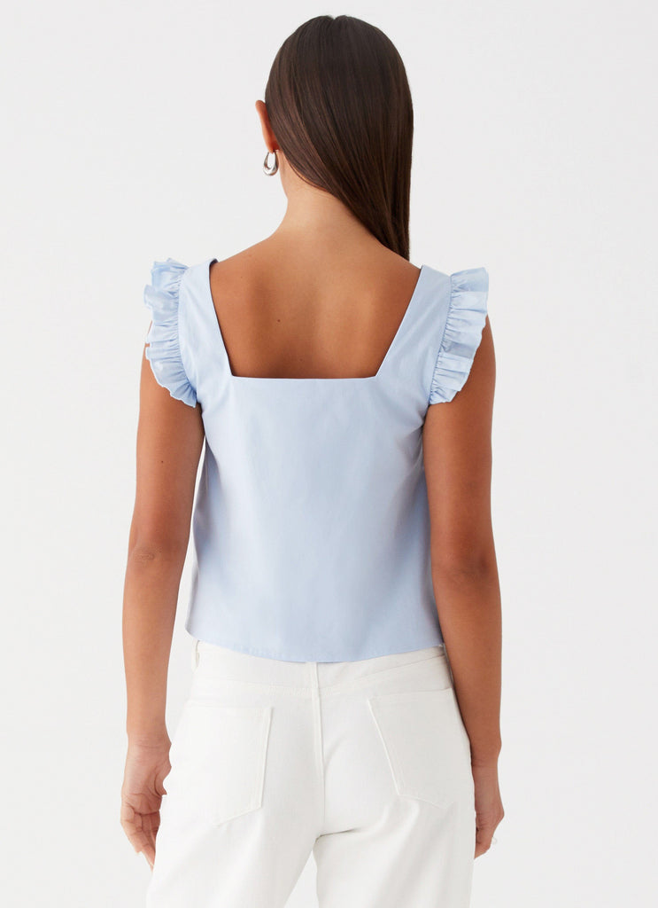 Collective Tops - Peppermayo Exclusive Kiani Tie Front Top - Blue fifth image