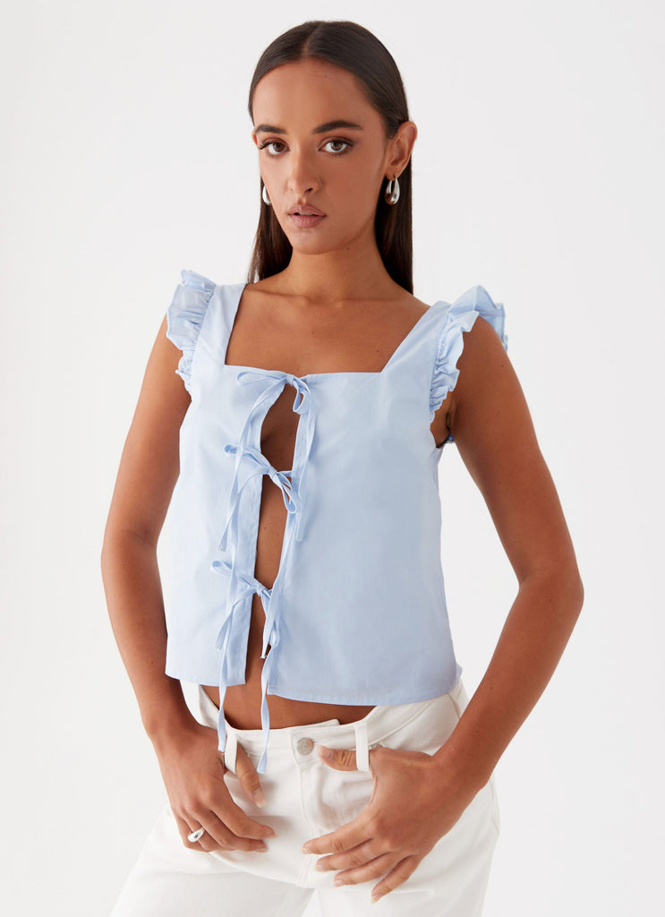 Collective Tops - Peppermayo Exclusive Kiani Tie Front Top - Blue featured image