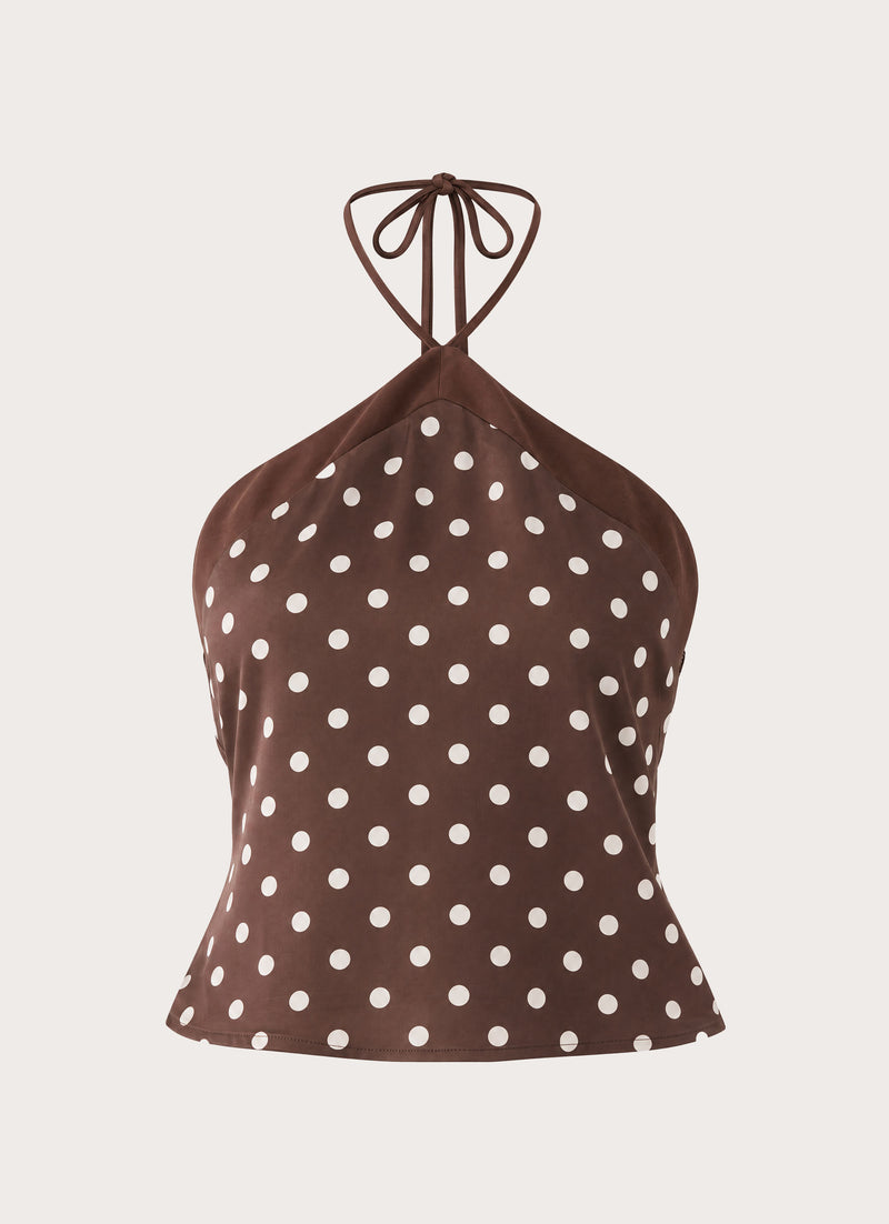 Klose Top - Brown Polka Dot