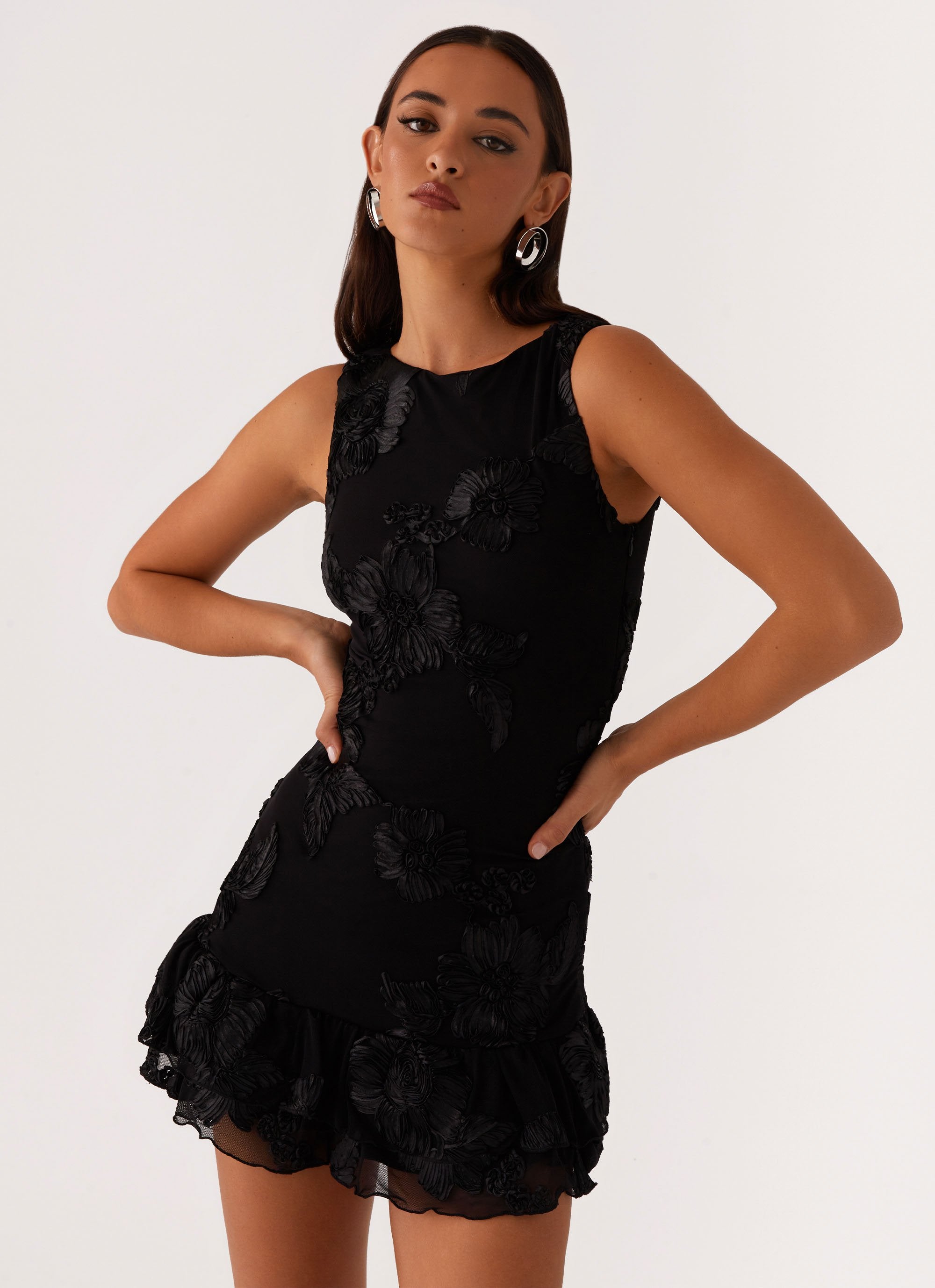 peppermayo black mini dress Last Dance High Neck Mini Dress