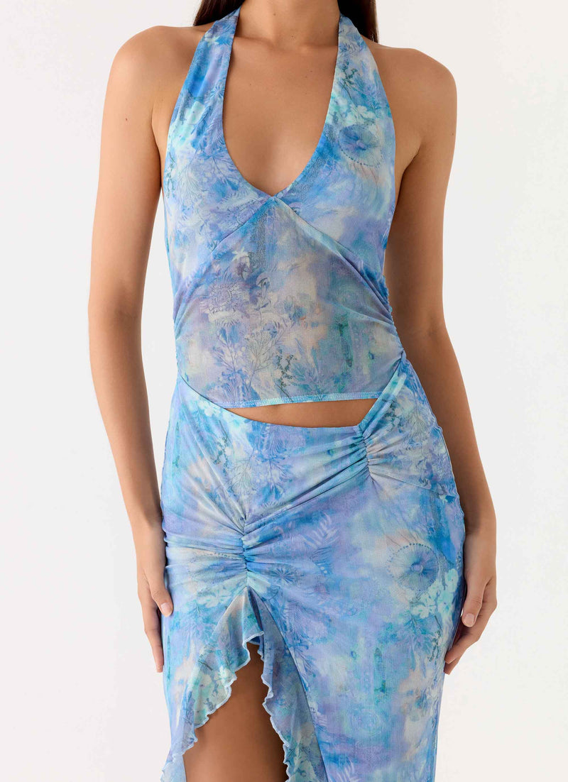 Last Sequence Maxi Dress - Aqua Paisley