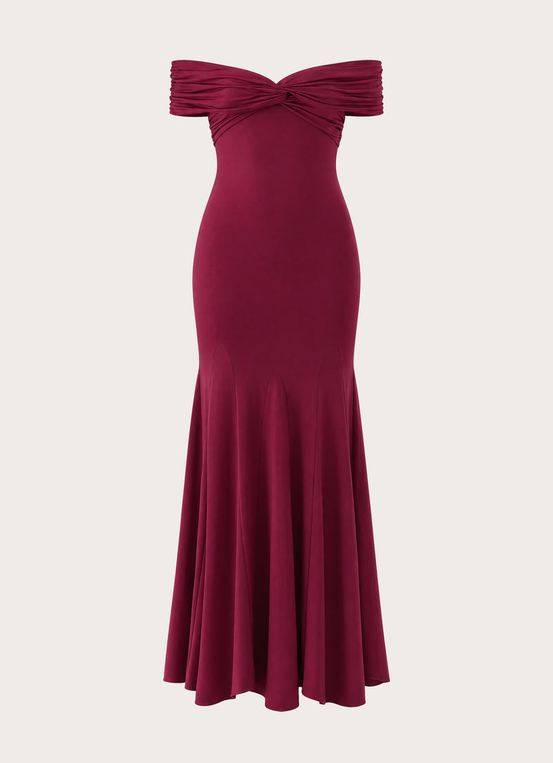 Letto Off Shoulder Maxi Dress - Plum