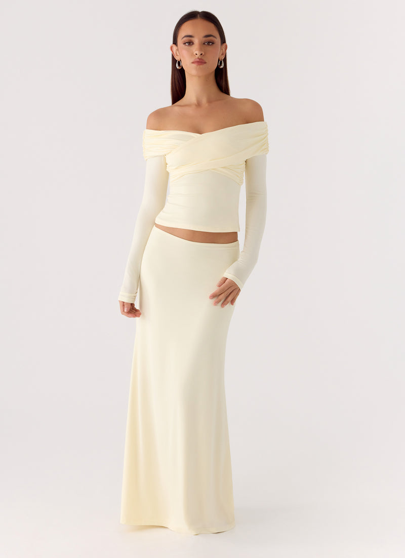 Like A Flower Maxi Skirt - Lemon Yellow