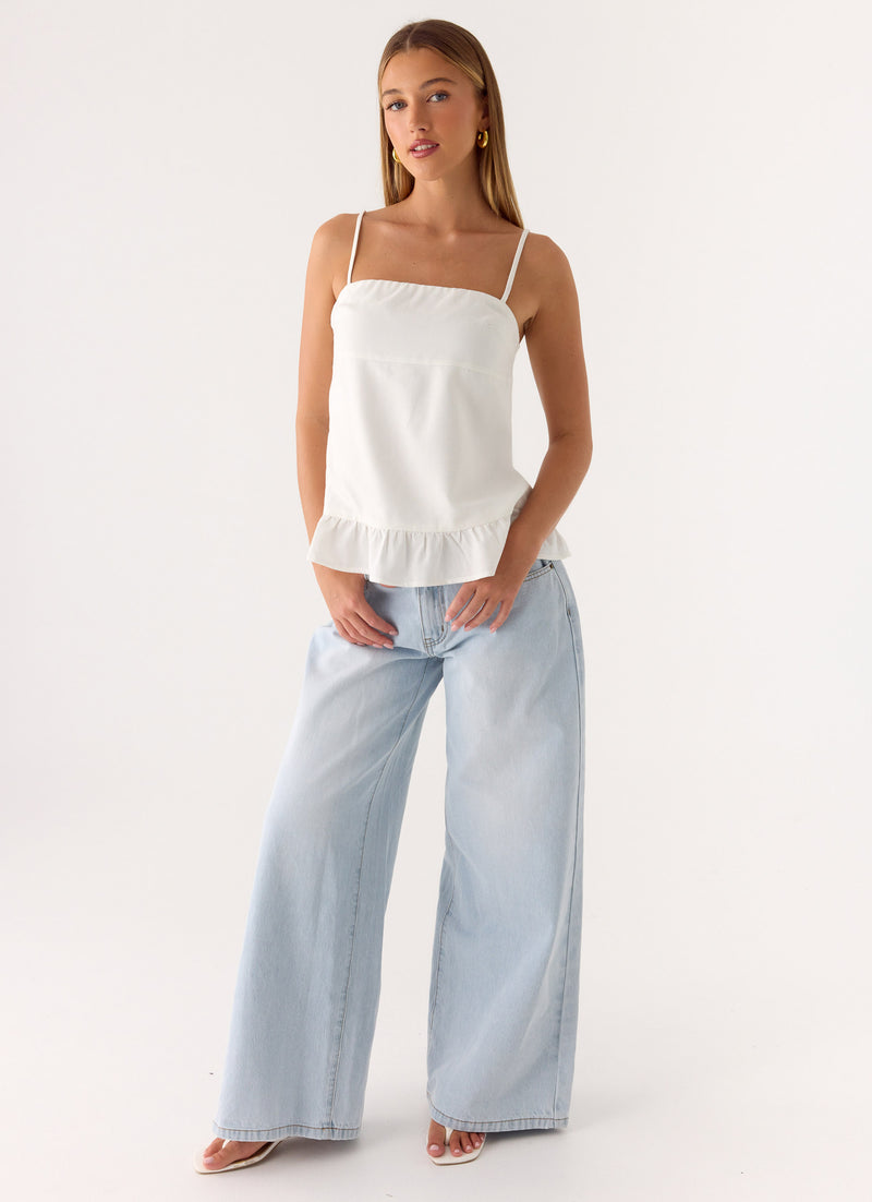 Lucie Mae Linen Top - White
