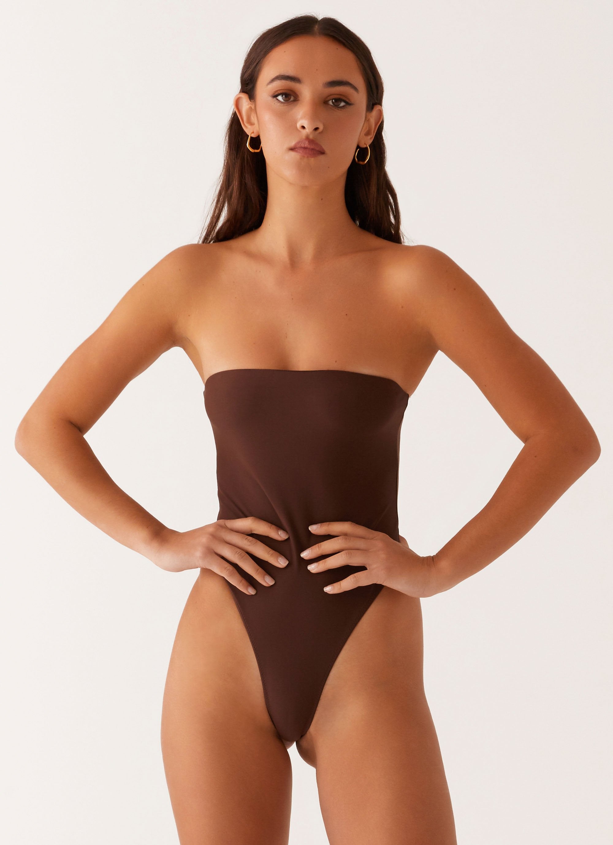 Maxine Strapless One Piece Swimsuit Brown