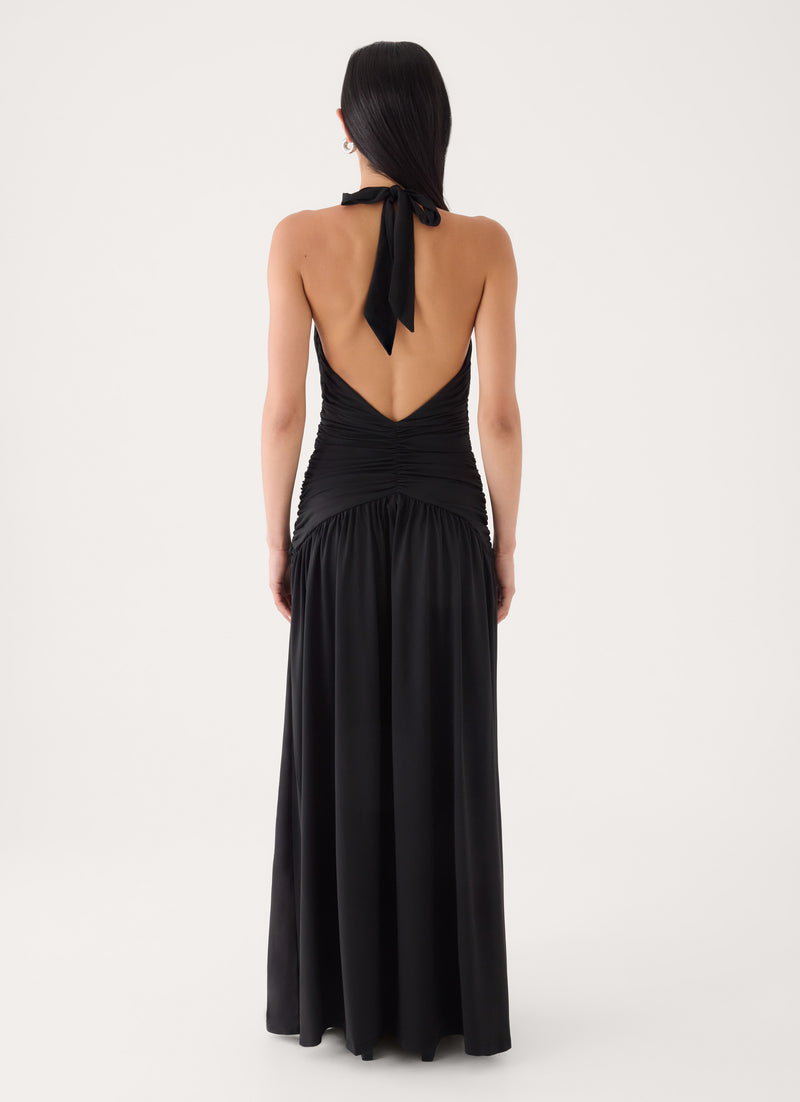 Makena Halter Maxi Dress - Black